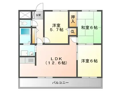 サンパレス(3LDK/2階)の間取り写真