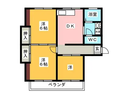 川口コーポ(3DK/2階)の間取り写真