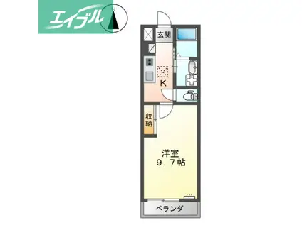 アリビオIII(1K/1階)の間取り写真