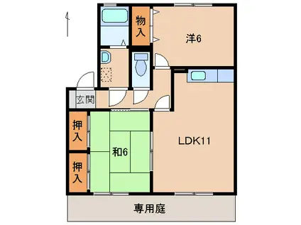 ARCADIA NOKAMI(2LDK/1階)の間取り写真