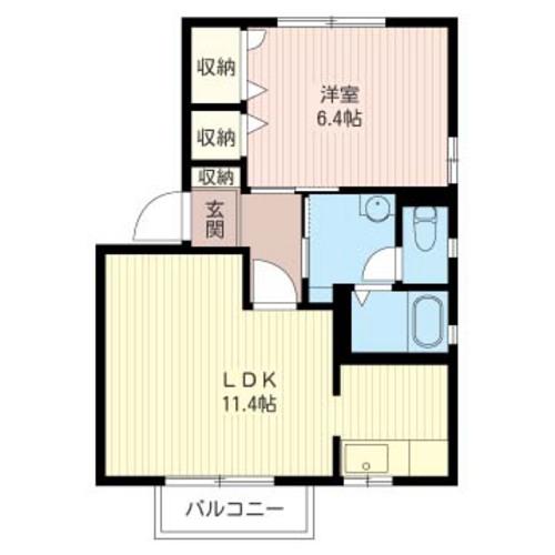 サザンパークC(1LDK/1階)の間取り写真