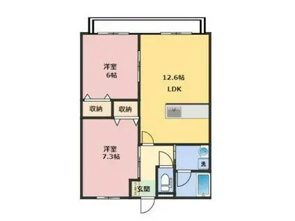 グランハイム(2LDK/1階)の間取り写真