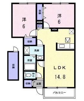 ヌーベル(2LDK/1階)の間取り写真