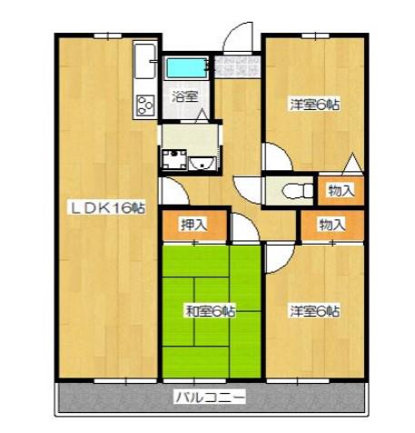 大産春日マンション(3LDK/1階)の間取り写真