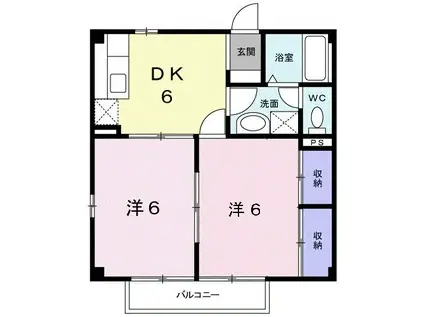 ステップハウス(2DK/2階)の間取り写真
