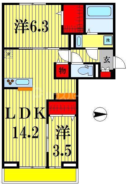 カンパーナ(2LDK/2階)の間取り写真
