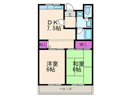 ファミリー石橋(2DK/3階)の間取り写真