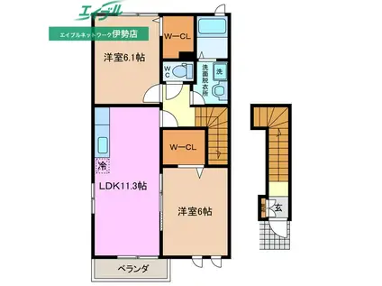 シンフォニーI(2LDK/2階)の間取り写真