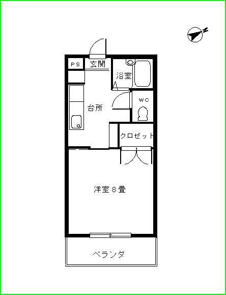 エムズ郡山II(1K/1階)の間取り写真