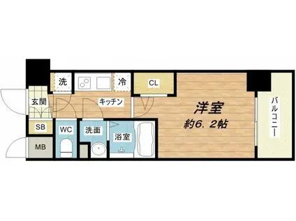 エスリード南堀江レジデンス(1K/3階)の間取り写真