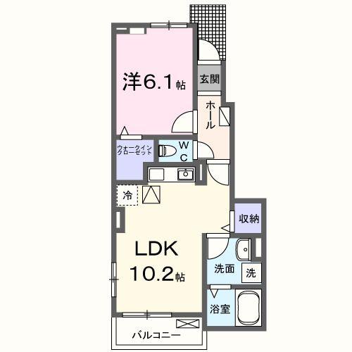 ポンテリブロK・I(1LDK/1階)の間取り写真