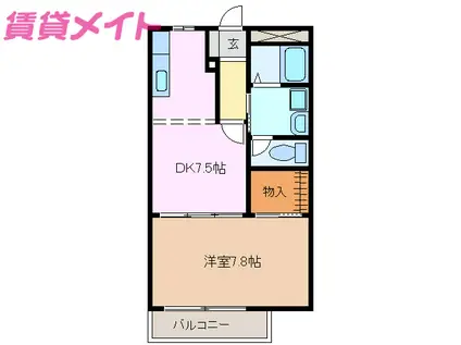 エステート川崎C(1DK/2階)の間取り写真