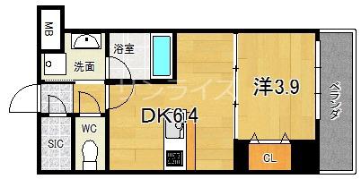 ヴィーナス今里(1DK/4階)の間取り写真