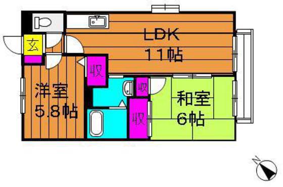 インペリアルパレス(2LDK/2階)の間取り写真
