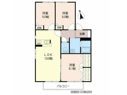 アン ファミール B棟 ♯(3LDK/2階)の間取り写真