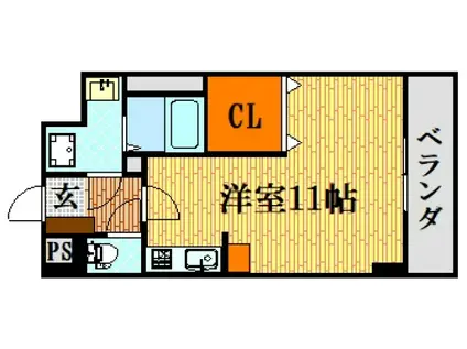 アプローズ(ワンルーム/1階)の間取り写真