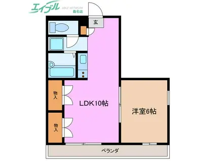 グランピアB棟(1LDK/2階)の間取り写真