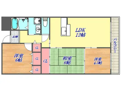 エスぺラール神戸(3LDK/11階)の間取り写真