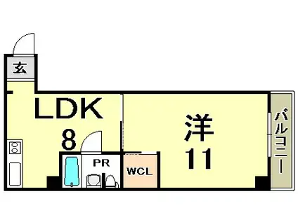 セルフィーユ諏訪山(1LDK/2階)の間取り写真