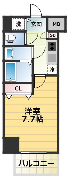 S-RESIDENCE緑橋駅前(1K/8階)の間取り写真
