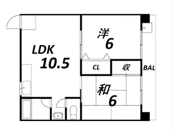 リノグランベル姫路(2LDK/4階)の間取り写真