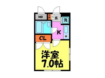 伊藤ガーデンハイツ(1K/4階)の間取り写真