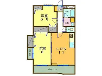 ヴィブレクレールII(2LDK/1階)の間取り写真