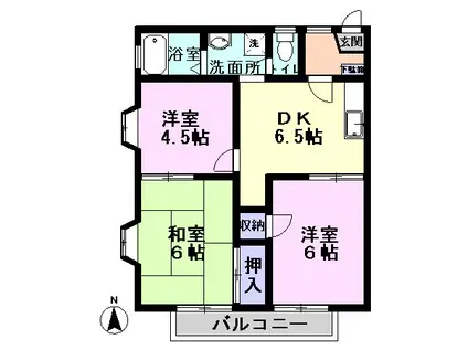 フレグランス北松戸C(3DK/1階)の間取り写真