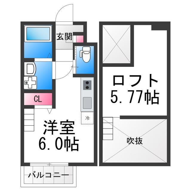 ヒルズ東雲A棟(ワンルーム/2階)の間取り写真