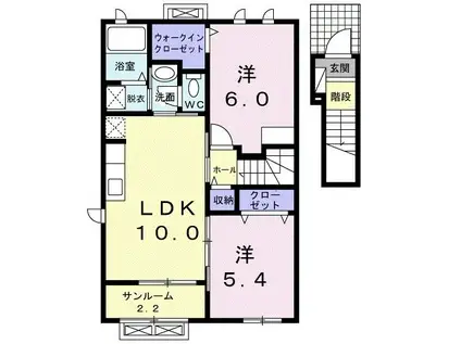 フィデール(2LDK/2階)の間取り写真