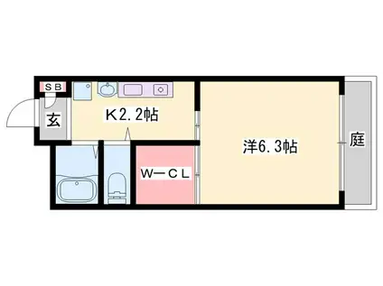 FLAT東町A棟(1K/2階)の間取り写真