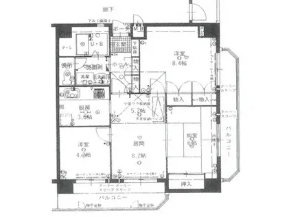 ロワイヤル安室(3LDK/6階)の間取り写真