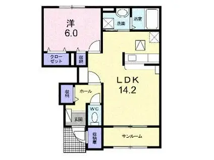 YU弐番館(1LDK/1階)の間取り写真