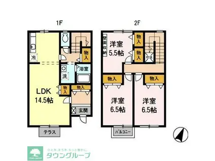 リースランドサンフラワーA棟(3LDK/1階)の間取り写真