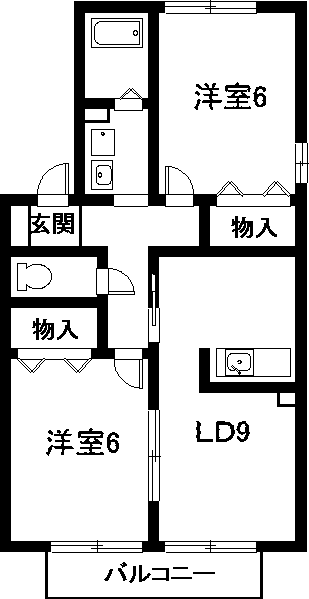マイリトルタウン高師 五番館(2LDK/2階)の間取り写真