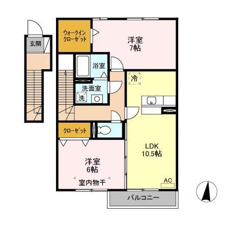 ライオンハーテッド(2LDK/2階)の間取り写真