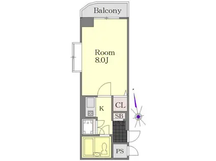 ライオンズマンション長岡駅東(1K/5階)の間取り写真