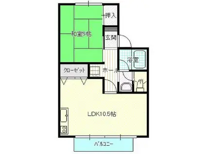 パルム弐番館(1LDK/1階)の間取り写真