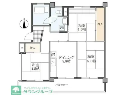日進 II号棟(3DK/3階)の間取り写真