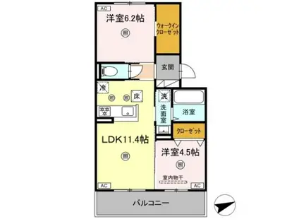 リバーサイド竜田口駅前(2LDK/1階)の間取り写真