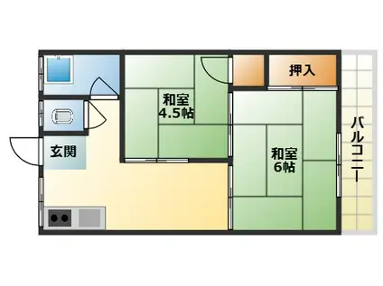 第2吉田文化(2K/2階)の間取り写真