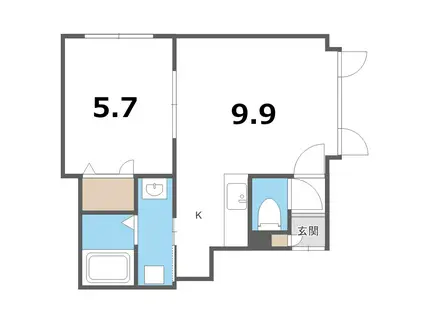 レティーロ山の手(1LDK/2階)の間取り写真