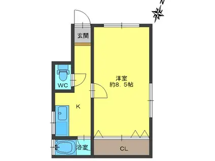 藤川文化(1K/1階)の間取り写真