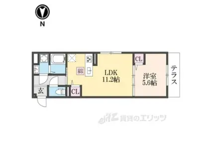 FLEURⅡ(1LDK/1階)の間取り写真