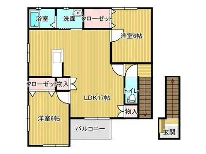 シャルムリヴェールIIA(2LDK/2階)の間取り写真