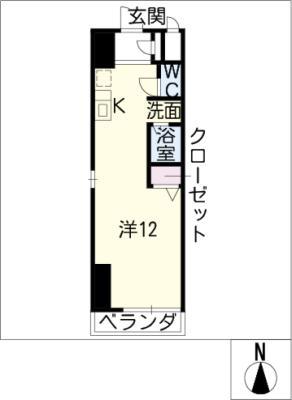 リアライズ徹明通(ワンルーム/5階)の間取り写真