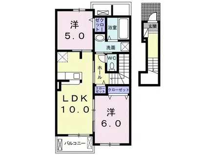 グランディオーズ オナダ(2LDK/2階)の間取り写真