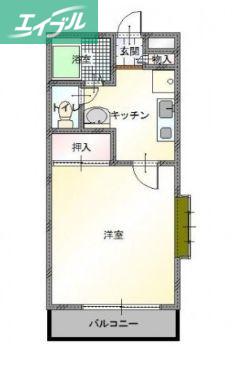 アークヒルズ西古松(1K/2階)の間取り写真