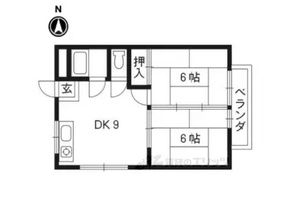 ハイツ琵琶(2DK/1階)の間取り写真