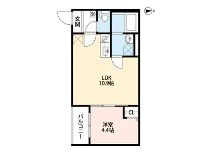 APS01(1LDK/2階)の間取り写真